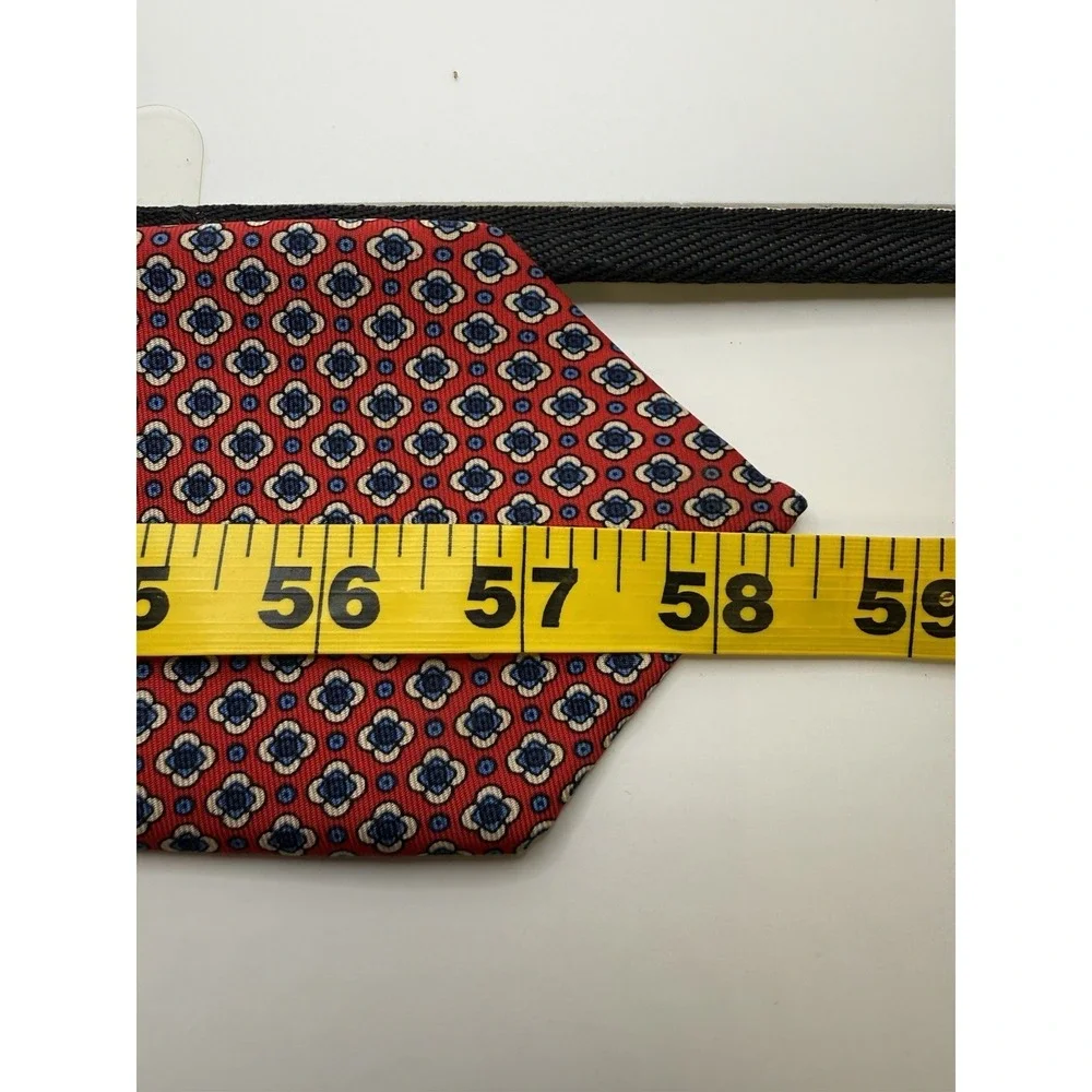 Hardy Amies London Silk Tie Red Blue Geometric Floral Classic 58.5